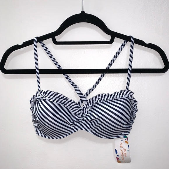 Enjoy The Sunshine Striped Bikini Top Size Small - Picture 1 of 4